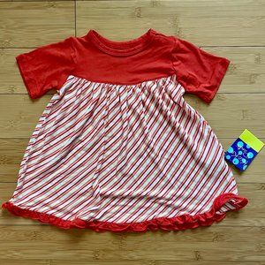 Kickee Pants Classic Short Sleeve Swing Dress - Orange Freshwater Stripe - 6-12m